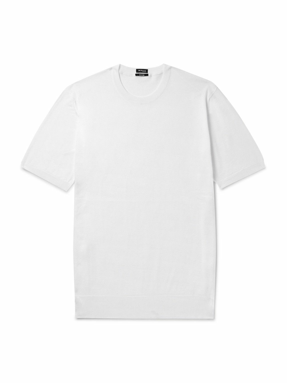 Kiton Classic Fit White Cotton T-Shirt