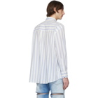 Our Legacy White and Blue Stripe Less Borrowed Shirt