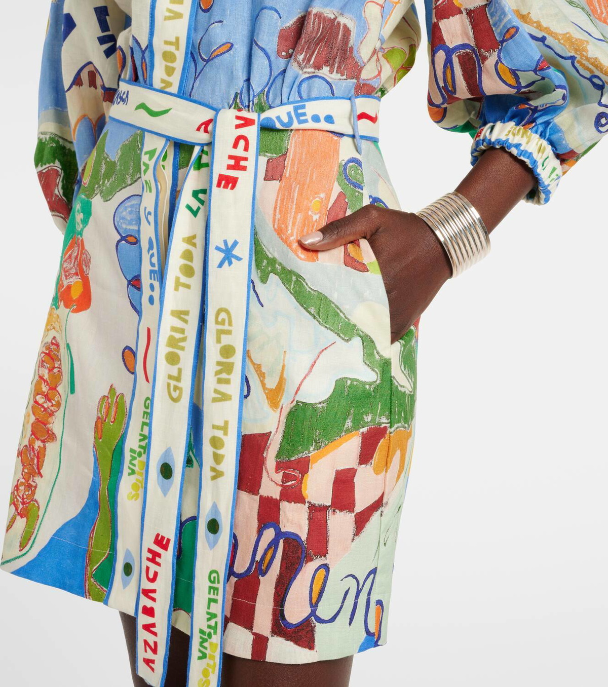 alemais nadia shirt dress Alemais Nadia Printed Flax Mini Shirt Dress In Multicoloured - 50% Off