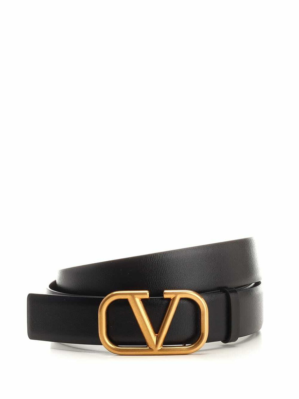 Photo: Valentino Garavani Black/gold vlogo Belt