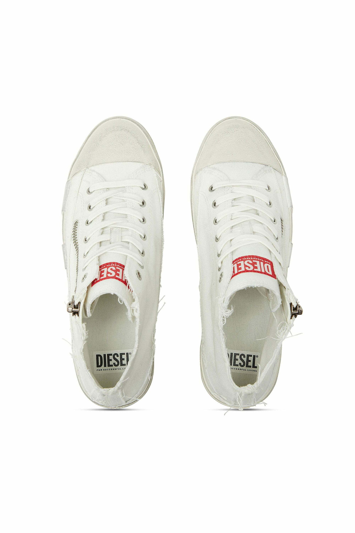 Diesel S-D-Verse - Sneakers in frayed canvas with D logo - Sneakers Mens in White