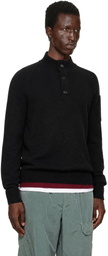 C.P. Company Black Lambswool GRS Half Button Sweater