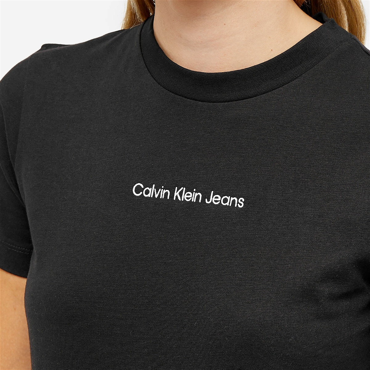 Calvin Klein Women's Institutional Straight T-Shirt in Ck Black Calvin Klein