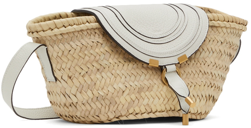 Chloé Beige & White Mini Marcie Basket Bag