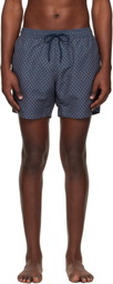 BOSS Navy & Orange Micro-Print Swim Shorts