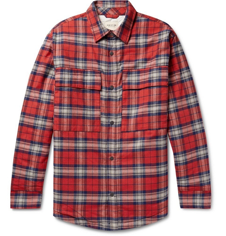 Photo: Fear of God - Checked Cotton-Flannel Overshirt - Red