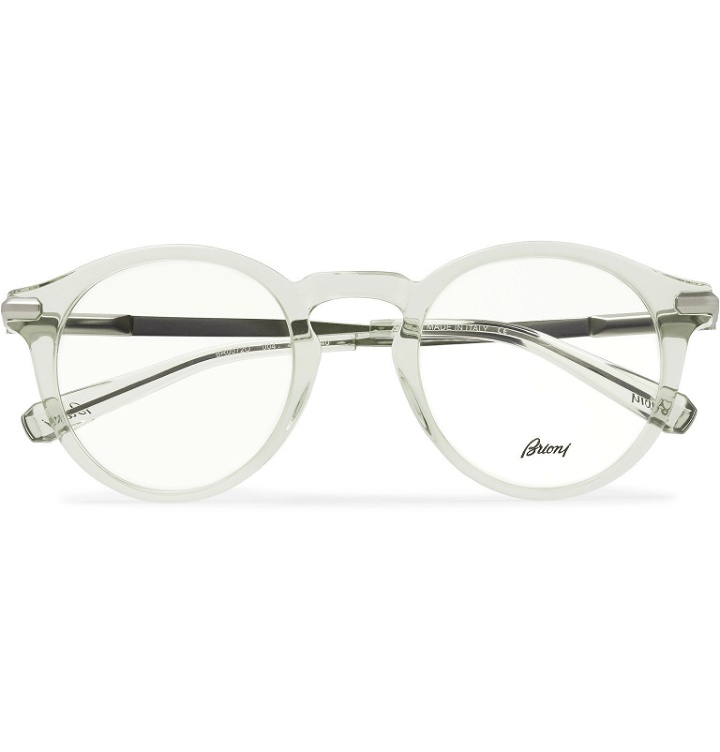 Photo: Brioni - Round-Frame Acetate and Silver-Tone Optical Glasses - Neutrals