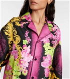 Versace Orchid Barocco silk twill pajama shirt
