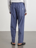 TEKLA - Straight-Leg Checked Organic Cotton-Poplin Pyjama Trousers - Blue