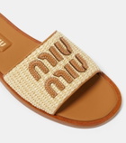 Miu Miu Logo raffia slides