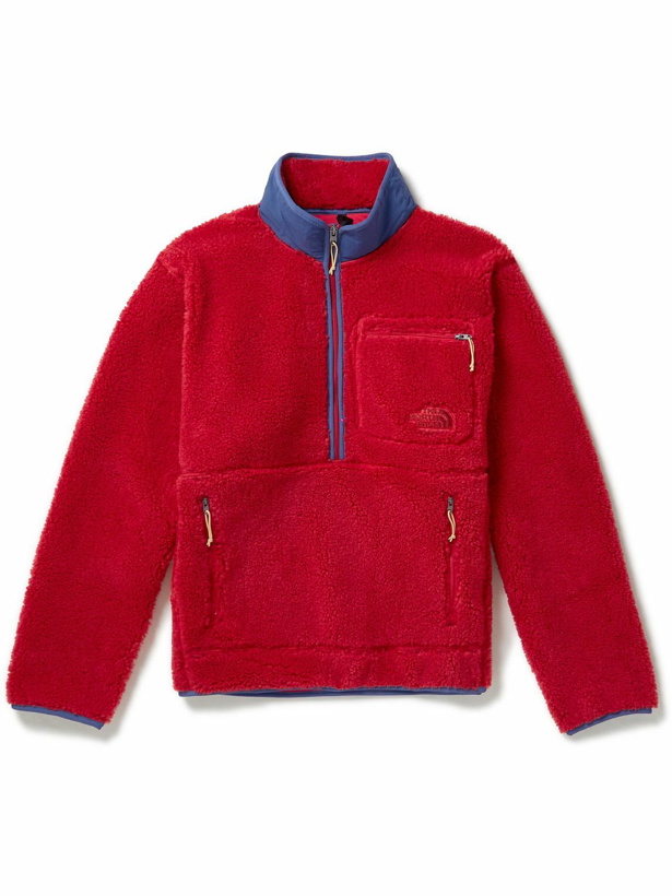 Photo: The North Face - Extreme Pile Logo-Embroidered Shell-Trimmed Fleece Jacket - Red