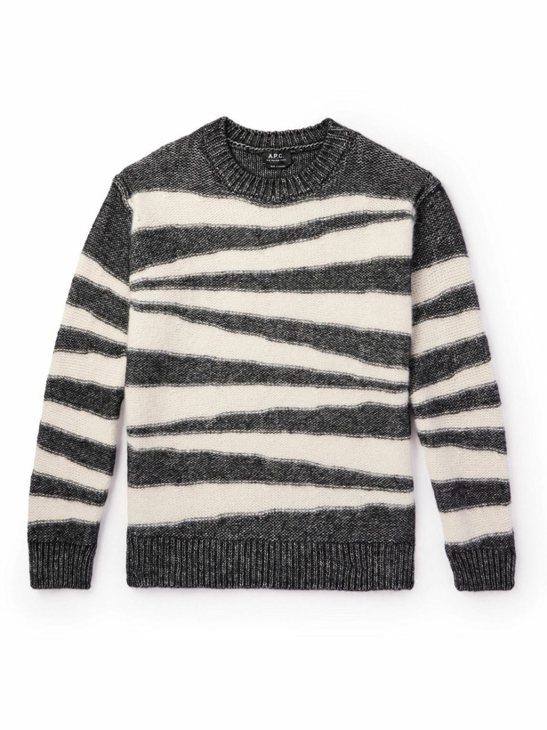 Photo: A.P.C. - Sebastien Striped Cotton and Alpaca-Blend Sweater - Gray