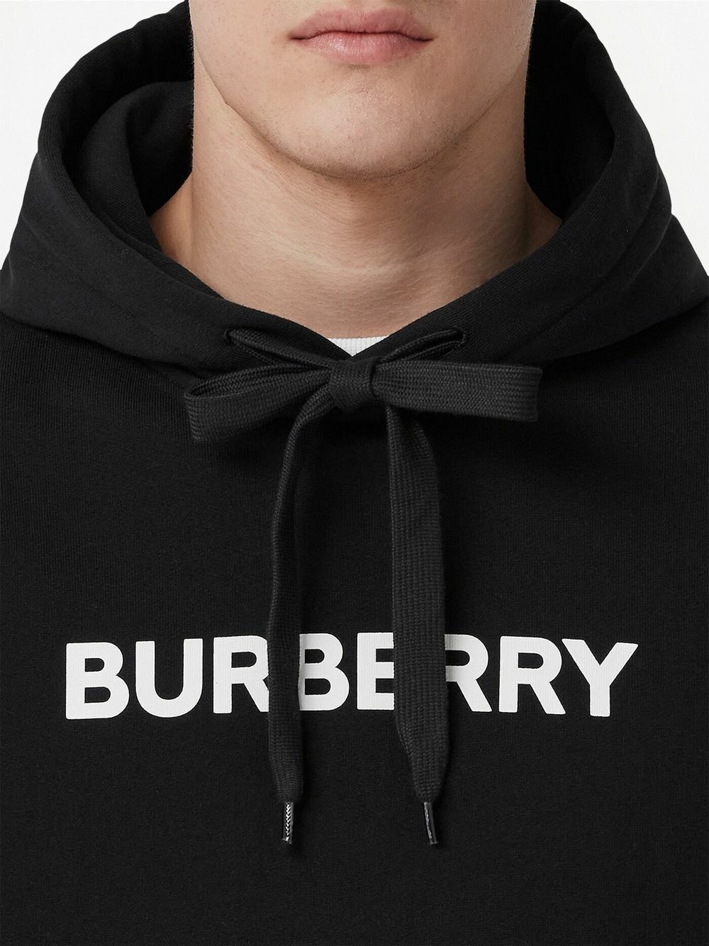 Burberry Black Logo Print Cotton Hoodie Burberry