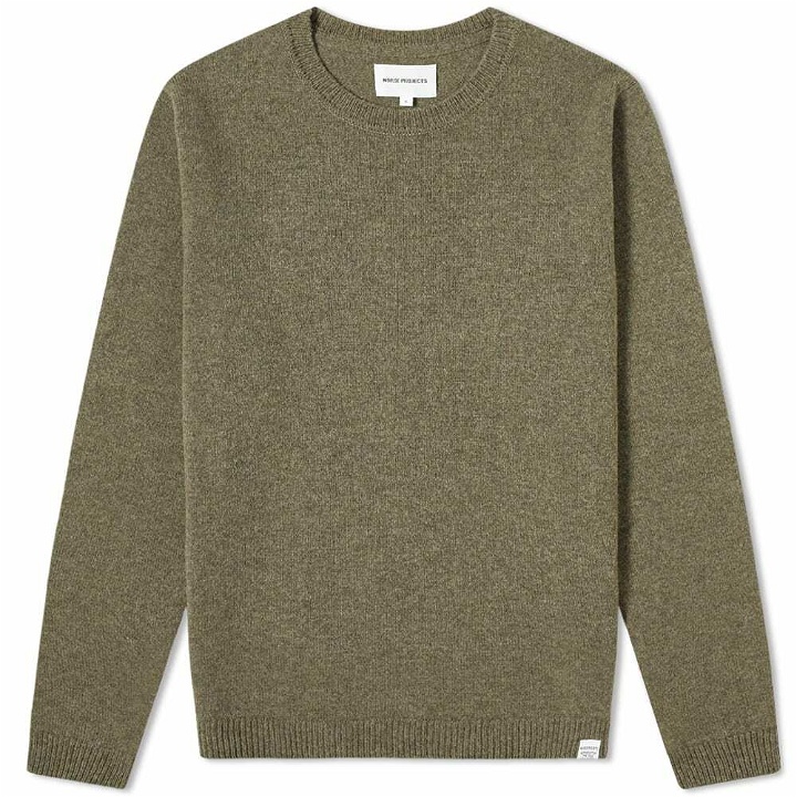 Photo: Norse Projects Men's Sigfred Lambswool Crew Knit in Ivy Green