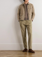 Purdey - Tapered Pleated Cotton-Corduroy Trousers - Neutrals