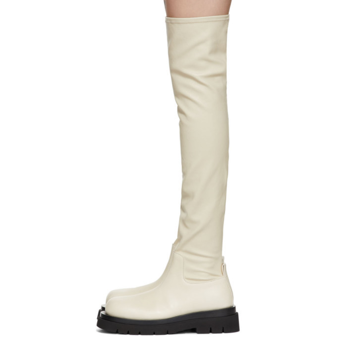 Bottega Veneta Off-White OTK Combat Tall Boots Bottega Veneta