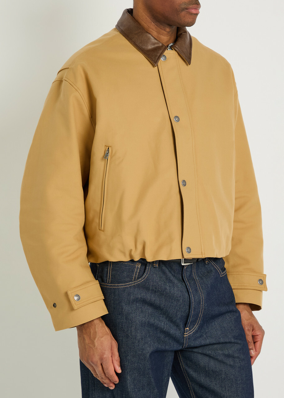 Acne Studios Opada Padded Leather-trim Cotton Jacket Sand