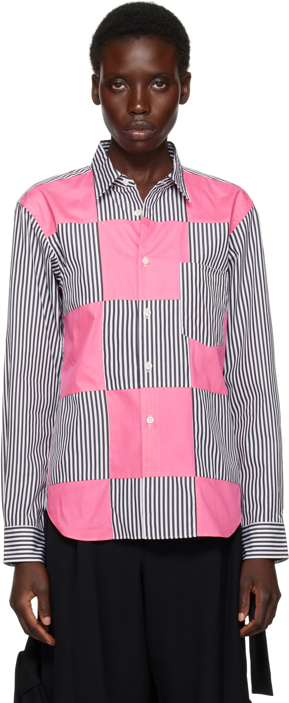 Comme des Garçons Homme Plus White Cotton Broad Stripe Shirt
