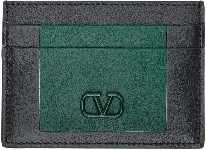 Photo: Valentino Garavani Black & Green VLogo Card Holder