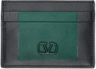 Valentino Garavani Black & Green VLogo Card Holder