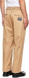 Versace Jeans Couture Beige Straight-Leg Trousers