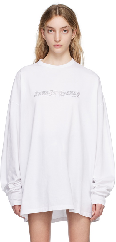 Photo: HALFBOY White Crystal-Cut Long Sleeve T-Shirt