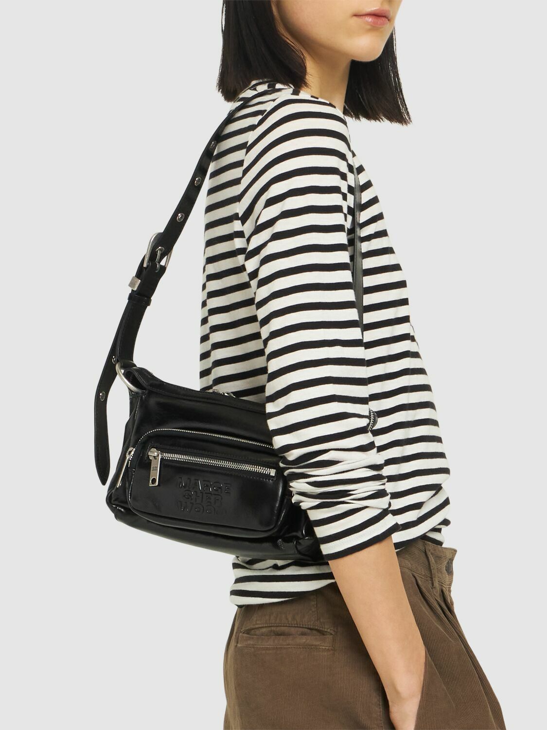 ★送料・関税込★MARGE SHERWOOD★HOBO MINI★バッグ★ Marge Sherwood slouchy belted hobo mini bag glossy black