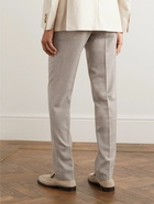 Canali - Straight-Leg Pleated Wool, Silk and Linen-Blend Trousers - Neutrals