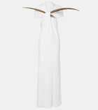 Loewe Feather-detail gathered maxi dress