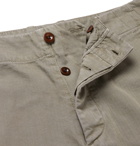 Mr P. - Garment-Dyed Cotton-Herringbone Shorts - Green