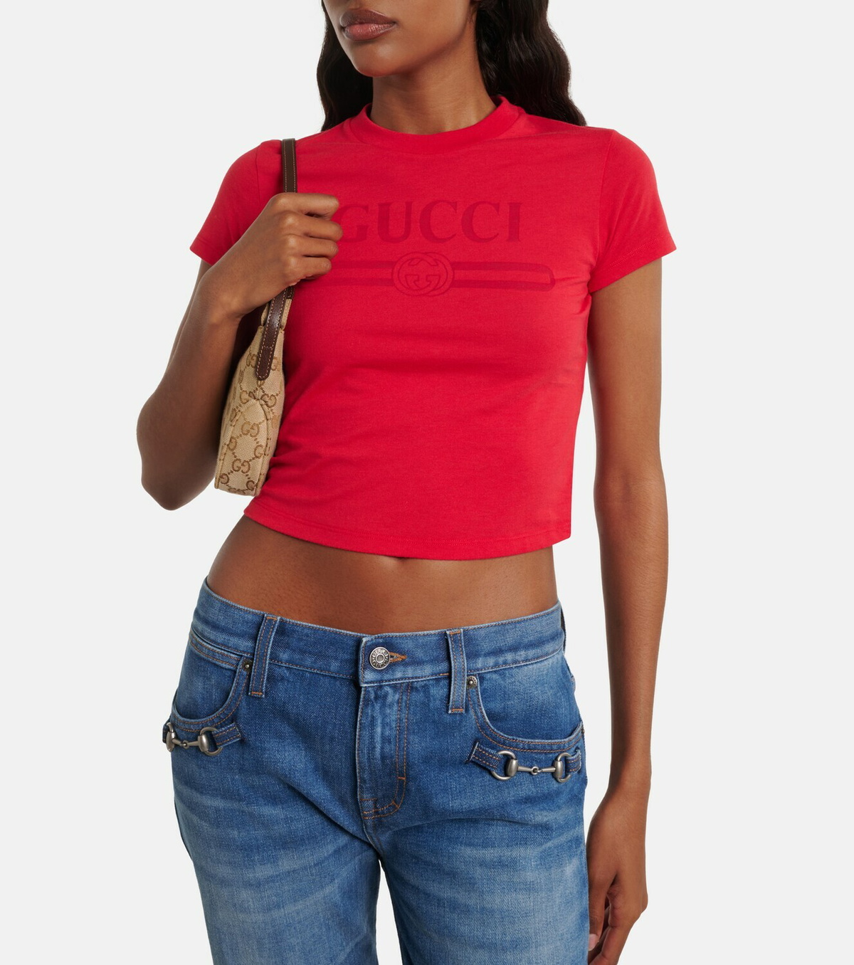 Gucci Logo cropped cotton-blend jersey T-shirt