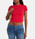 Gucci Logo cropped cotton-blend jersey T-shirt
