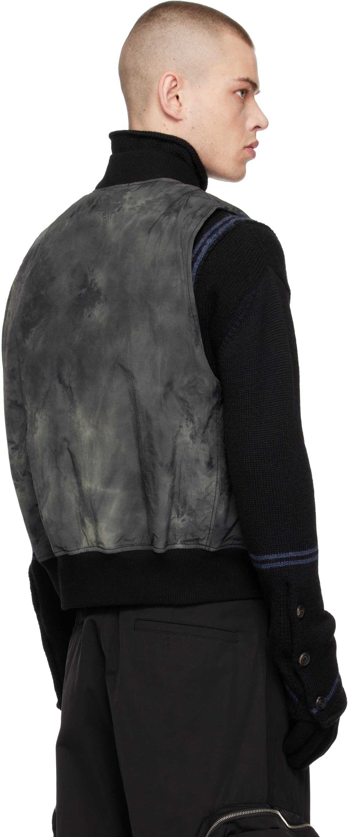 FFFPOSTALSERVICE Black Garment Dye Wash MA-1 Bomber Vest