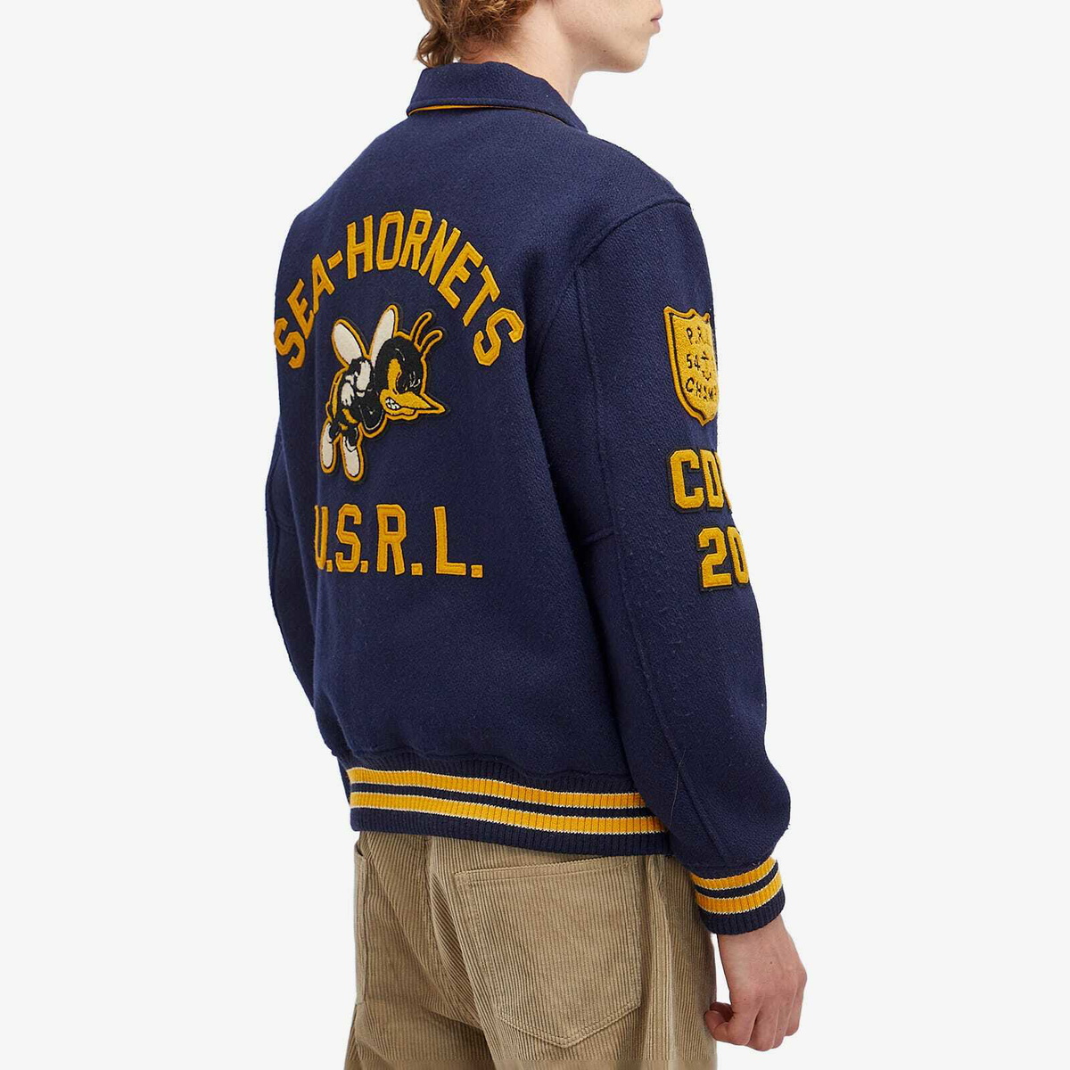 Polo Ralph Lauren Men's Reversible Varsity Jacket in Ink/Basic Gold