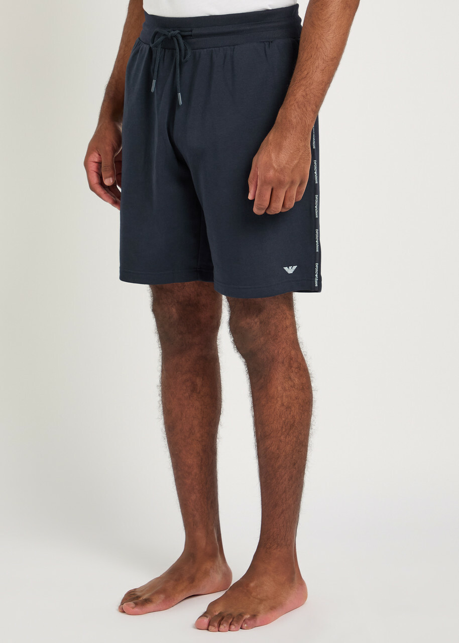 Emporio Armani Logo Cotton-blend Shorts Navy