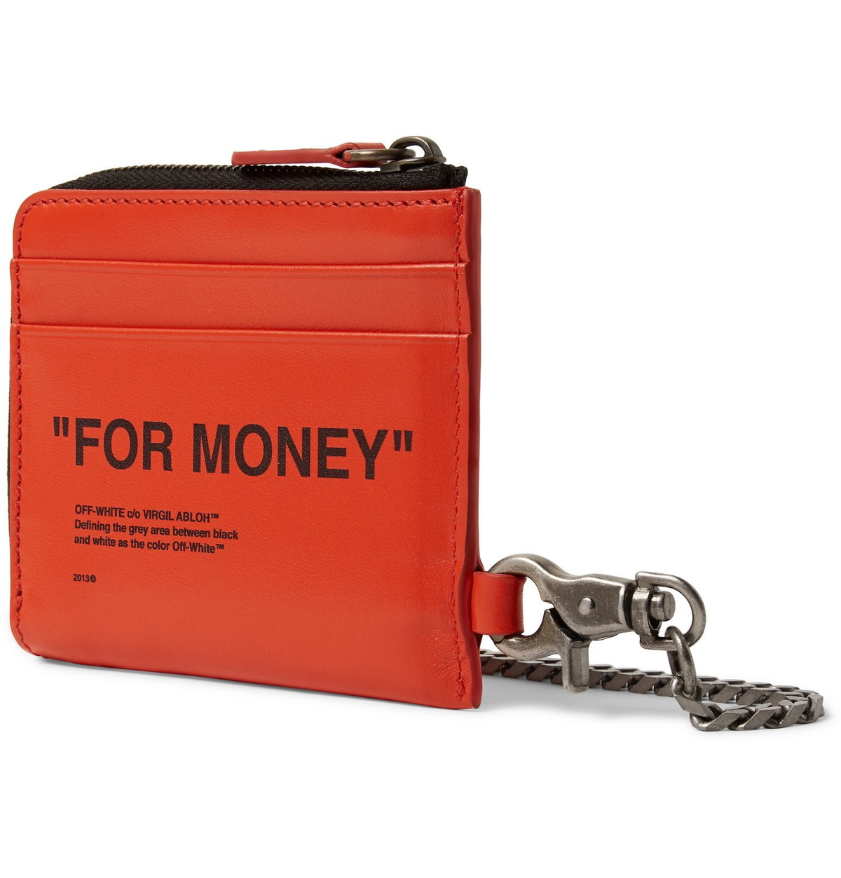 Off-white Jitney Quote Print Leather Wallet On Chain In Black