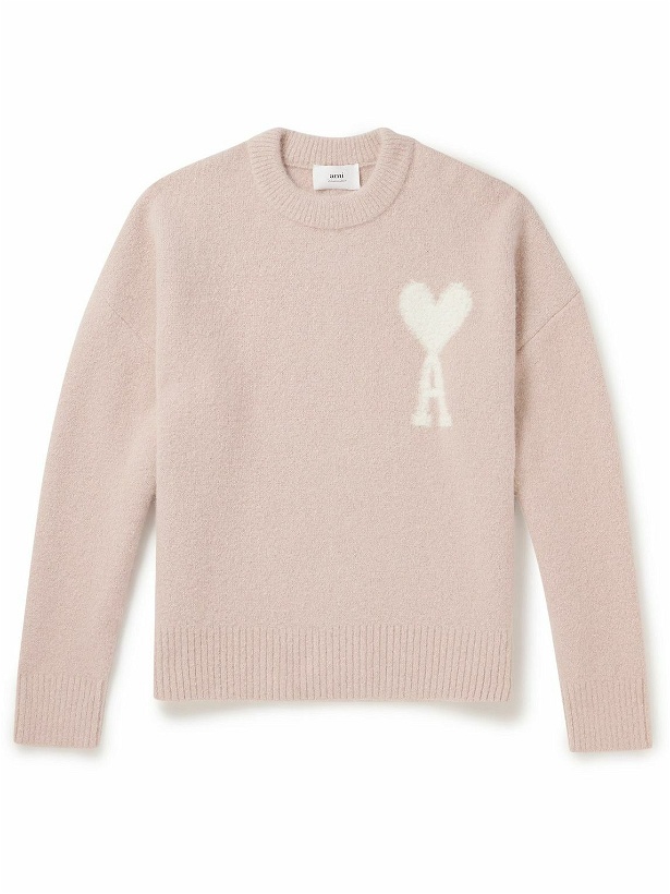 Photo: AMI PARIS - ADC Logo-Jacquard Alpaca-Blend Sweater - Pink