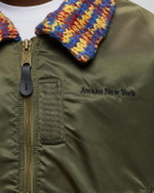 Awake Ma 1 Knit Trimmed Washed Bomber Jacket Green Bomber Jackets