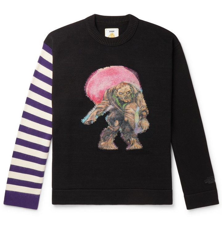 Photo: Acne Studios - Monster in My Pocket Konor Cotton and Wool and Cashmere-Blend Intarsia Sweater - Purple