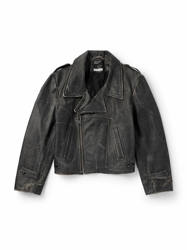 Photo: Enfants Riches Déprimés - Tabac Rat Logo-Print Leather Biker Jacket - Black