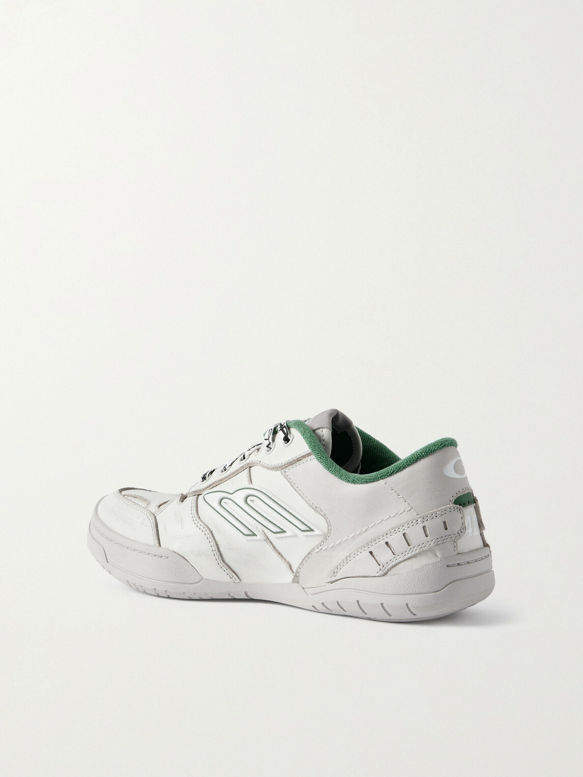 Balenciaga - Hamptons Logo-Appliquéd Distressed Leather Sneakers - White