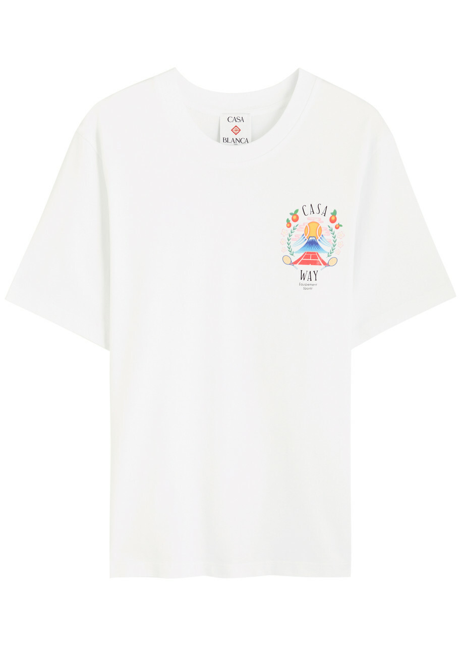Tシャツ・カットソー CASABLANCA MOUNTAINS WAVES SCREEN T-SHIRT Casablanca Casaway Mountain Logo Cotton T-shirt White Casablanca