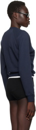 ÉTERNE Navy Shrunken Raglan Sweatshirt