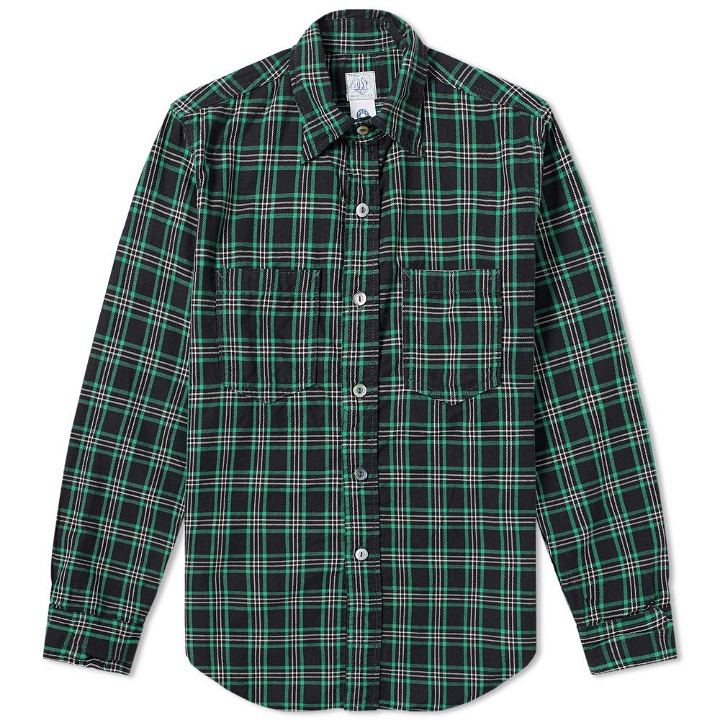 Photo: Post Overalls Flannel Check Shirt Black, Green & White