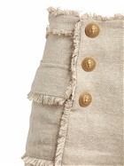 BALMAIN - Linen & Silk Canvas Fringed Mini Shorts