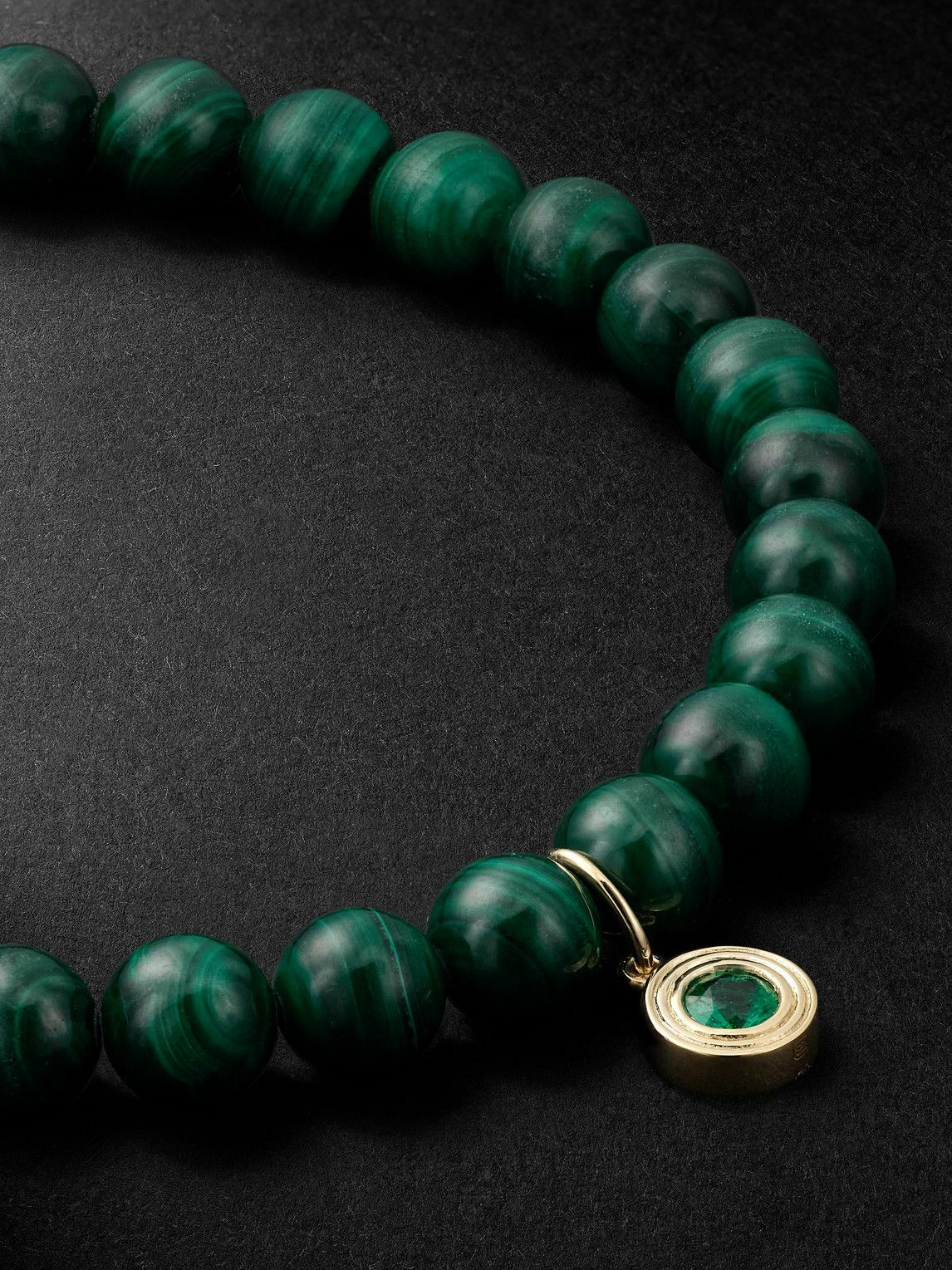 Sydney Evan - 14-Karat Gold, Emerald and Malachite Beaded Bracelet