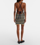 Miu Miu Striped open-back cotton-blend minidress