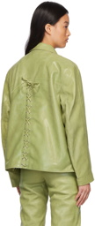 Saks Potts Green Leather Nord Blazer Jacket