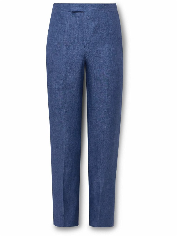 Photo: Favourbrook - Windsor Slim-Fit Straight-Leg Linen-Twill Suit Trousers - Blue