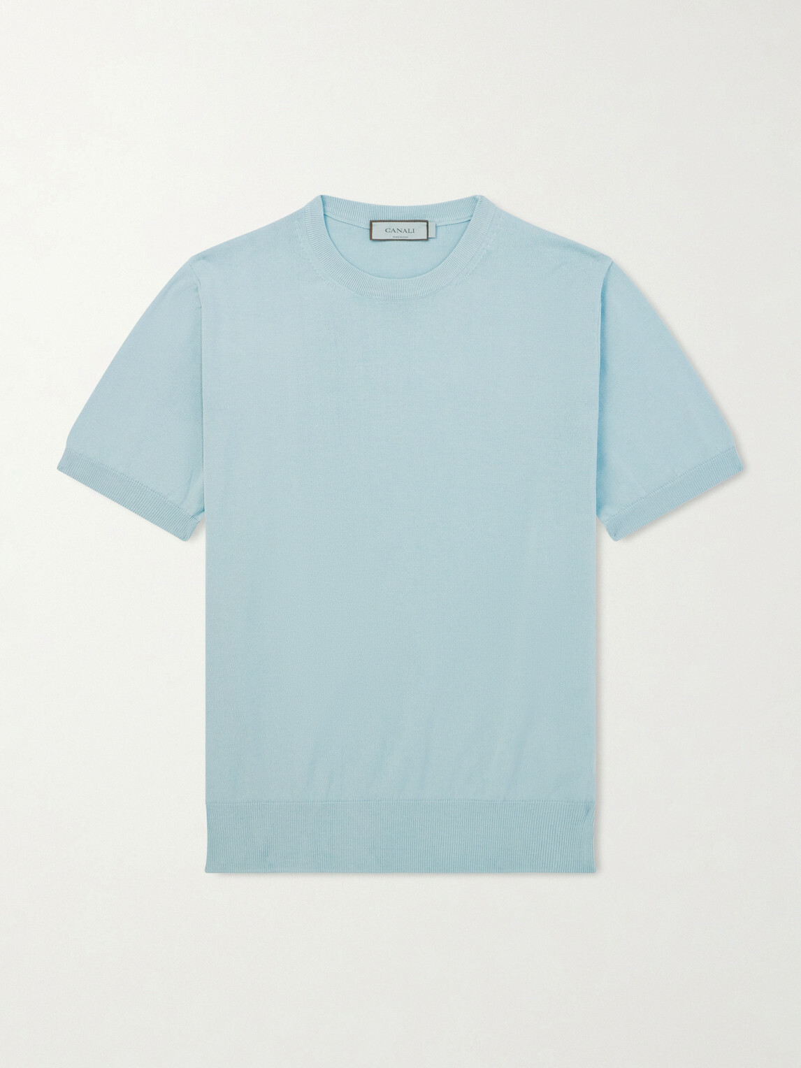 Canali - Knitted Cotton T-Shirt - Blue
